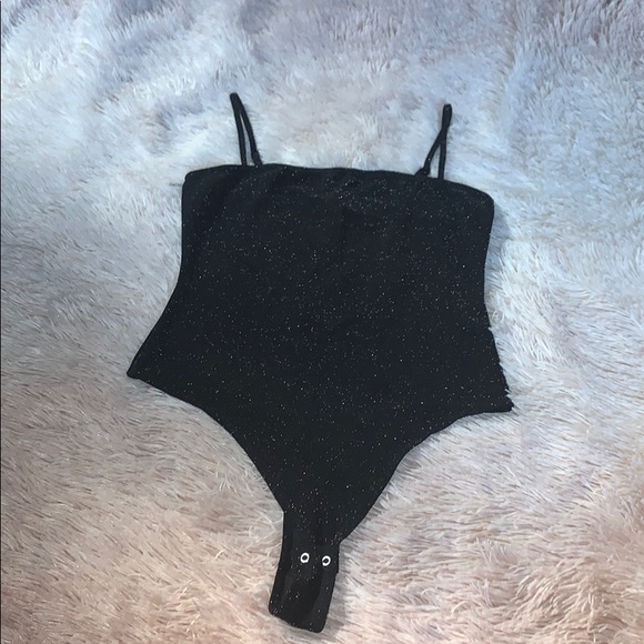 Garage Tops - NWOT Thong Tube Top Bodysuit Black Sparkles M